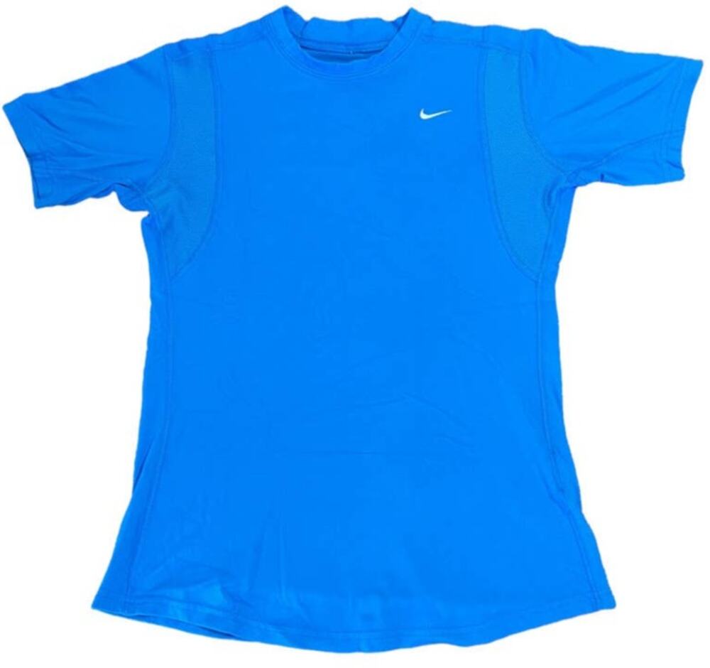 Nike FITDRY Tee Shirt SZ M Bright Blue Athletic Fitted Running Workout Marathon